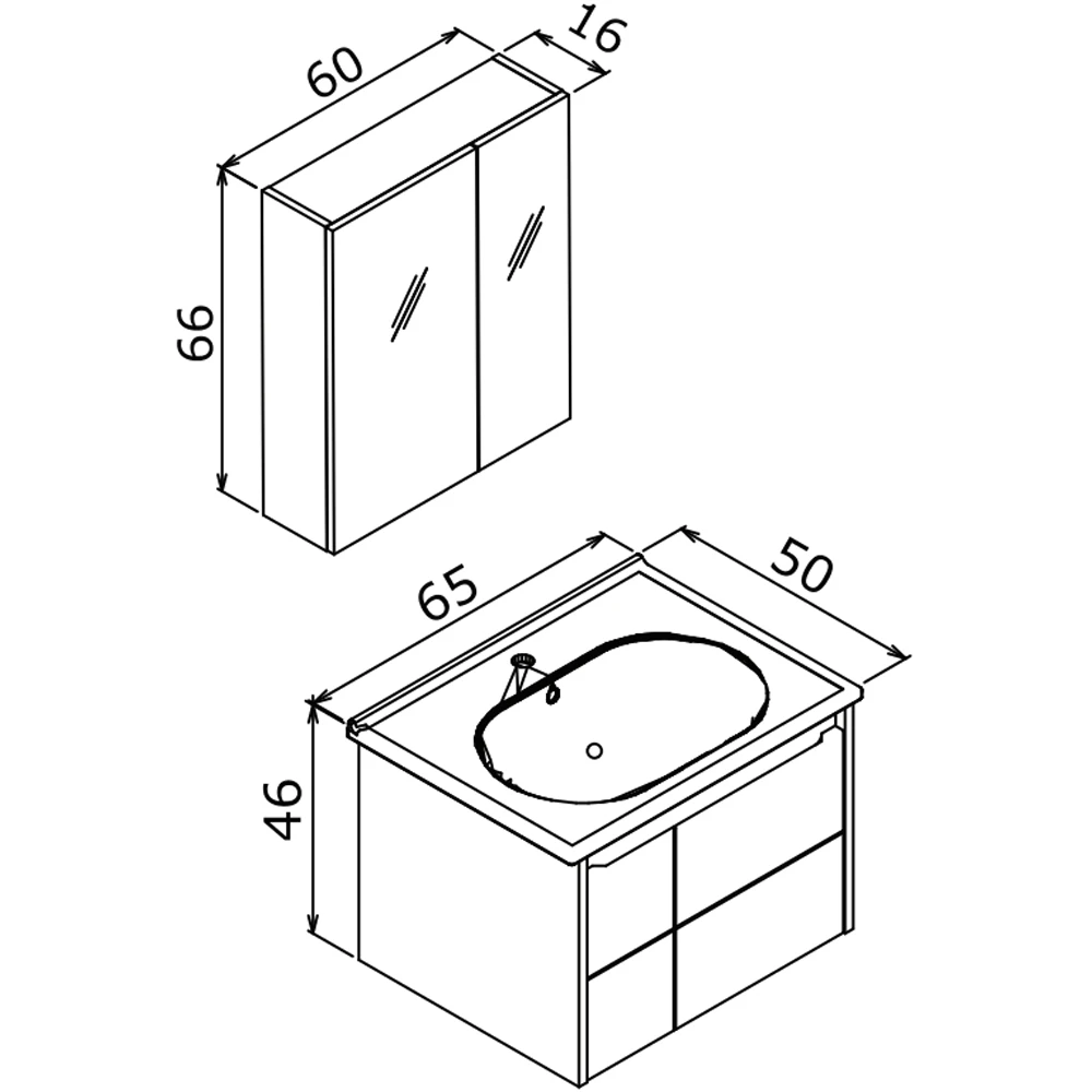 Orka Likya 65 Cm Mat Antrasit Banyo Dolabı Takımı Hemen Al