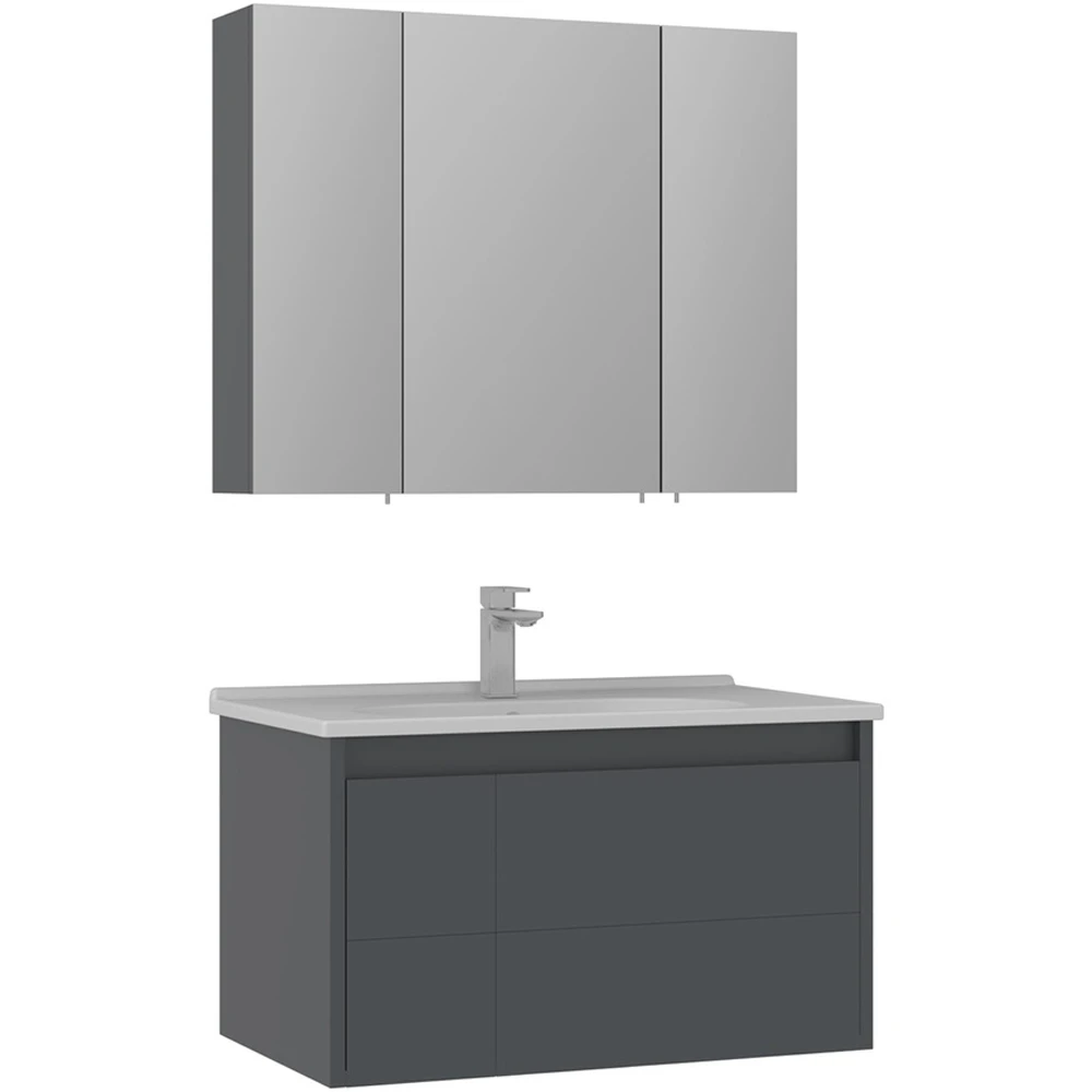 Orka Likya 80 Cm Mat Antrasit Banyo Dolabı Takımı Hemen Al