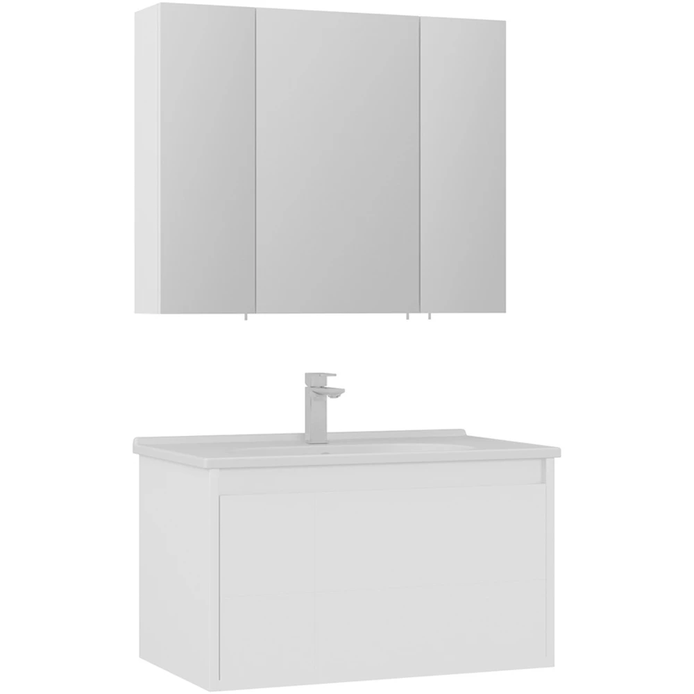 Orka Likya 80 Cm Mat Beyaz Banyo Dolabı Takımı Hemen Al