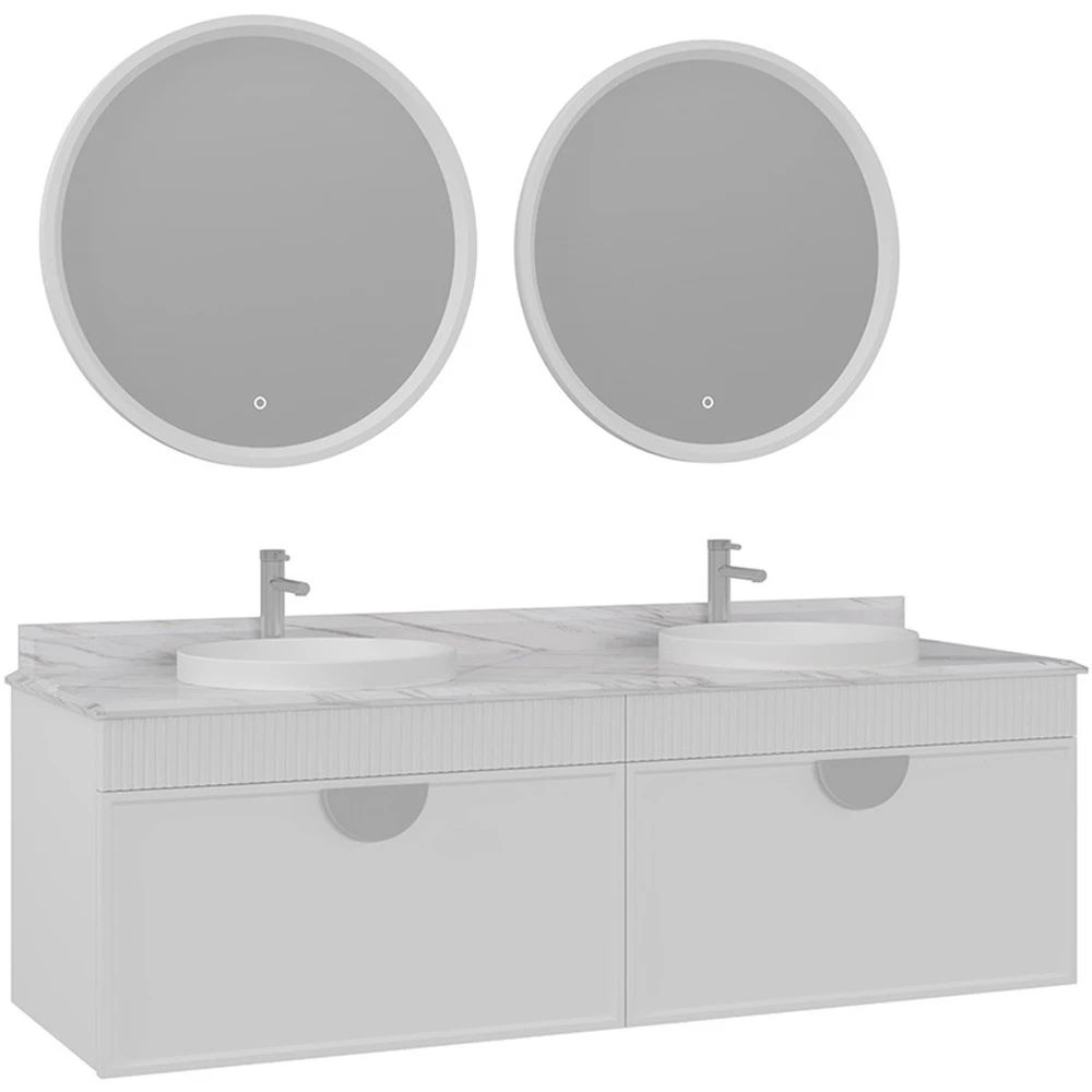 Orka Molino 160 Cm Beyaz Banyo Dolabı Takımı (Krom Kulp) Hemen Al