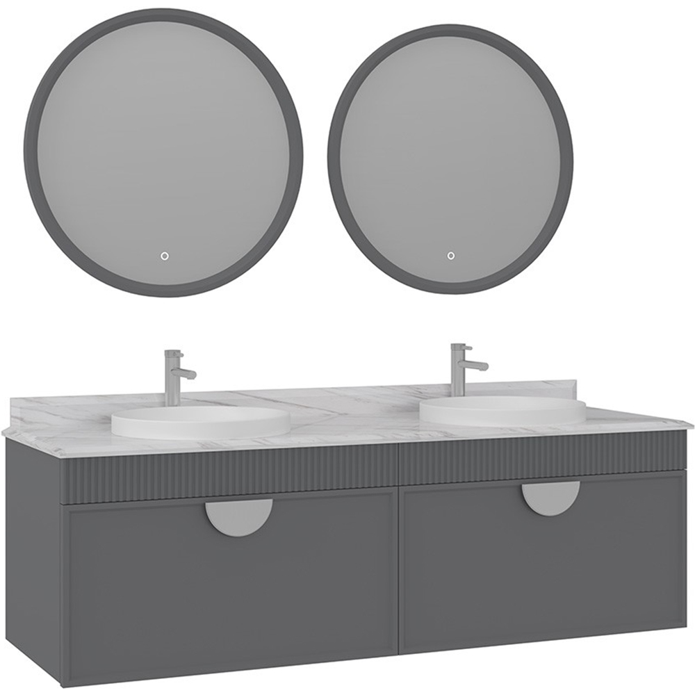 Orka Molino 160 Cm Gri Banyo Dolabı Takımı (Krom Kulp) Hemen Al