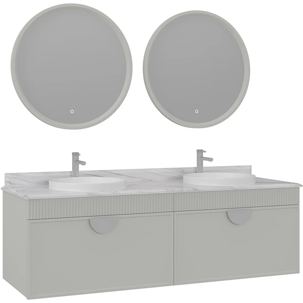 Orka Molino 160 Cm Kaşmir Banyo Dolabı Takımı (Krom Kulp) Hemen Al