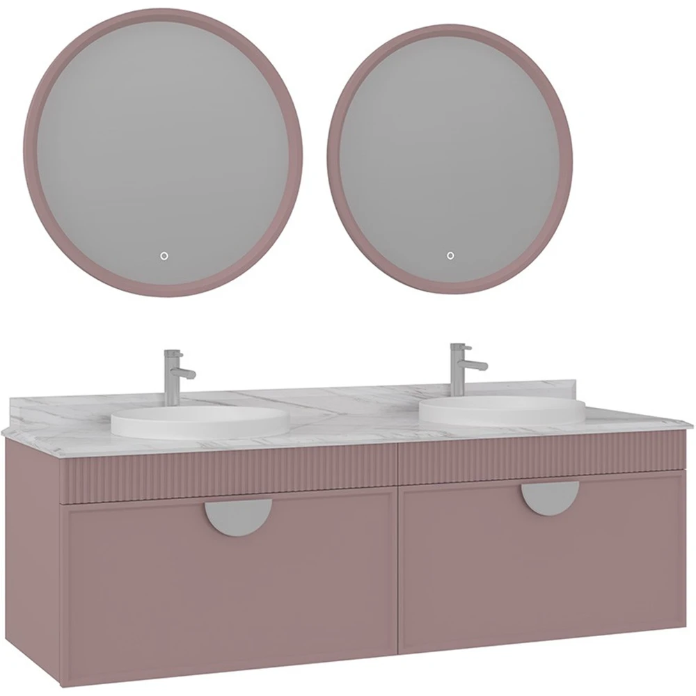 Orka Molino 160 Cm Pudra Banyo Dolabı Takımı (Krom Kulp) Hemen Al