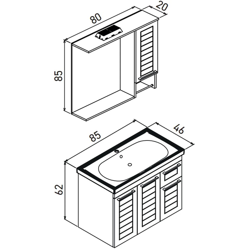Orka Perge 85 Cm Beyaz Banyo Dolabı Takımı Hemen Al
