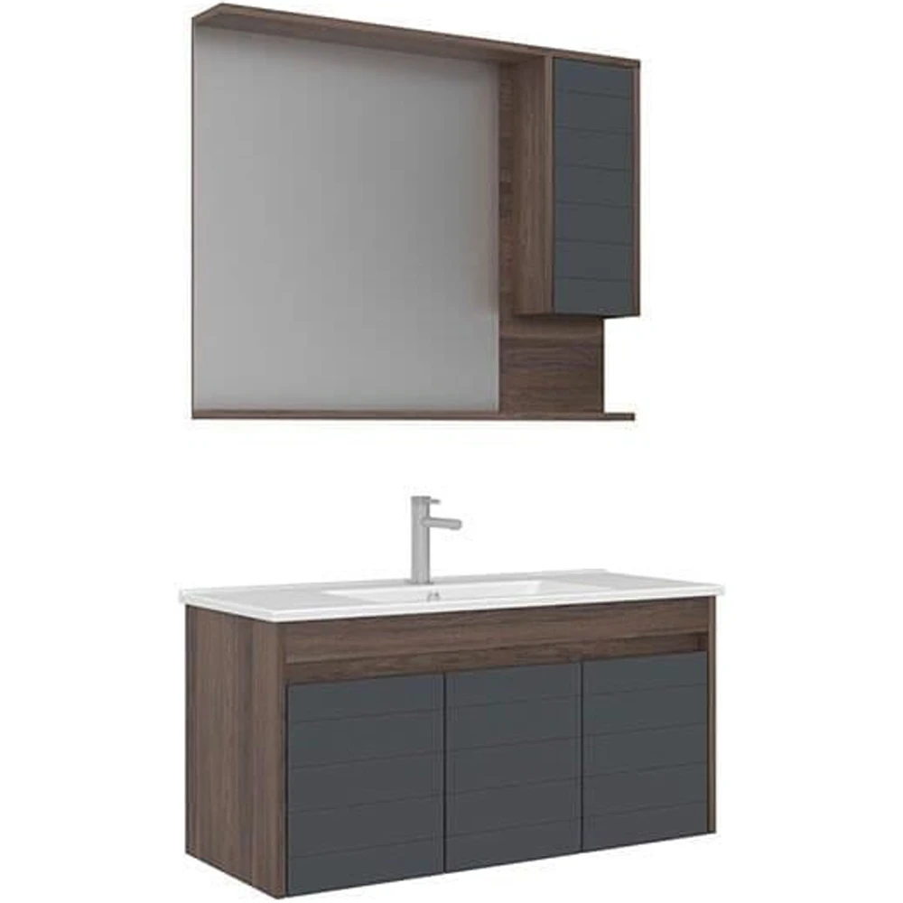 Orka Serra 100 Cm Antrasit-Navaro Banyo Dolabı Takımı Hemen Al