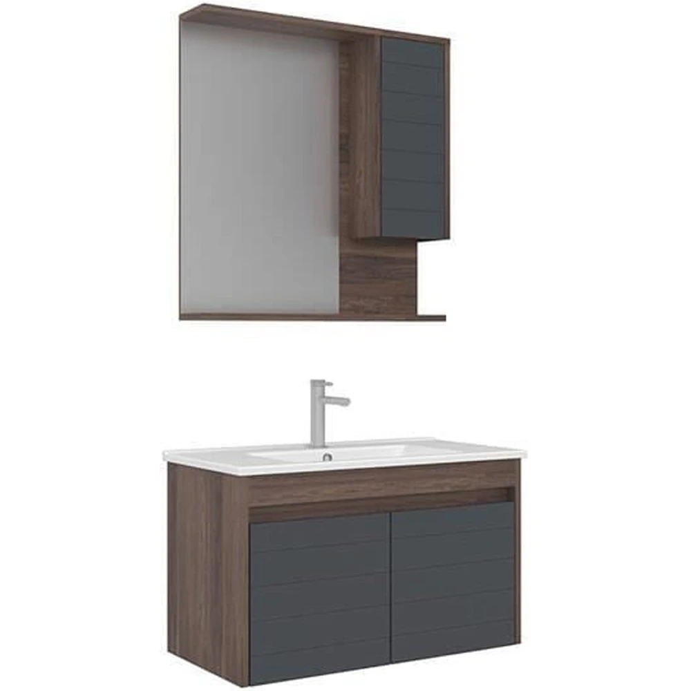 Orka Serra 85 Cm Antrasit-Navaro Banyo Dolabı Takımı Hemen Al