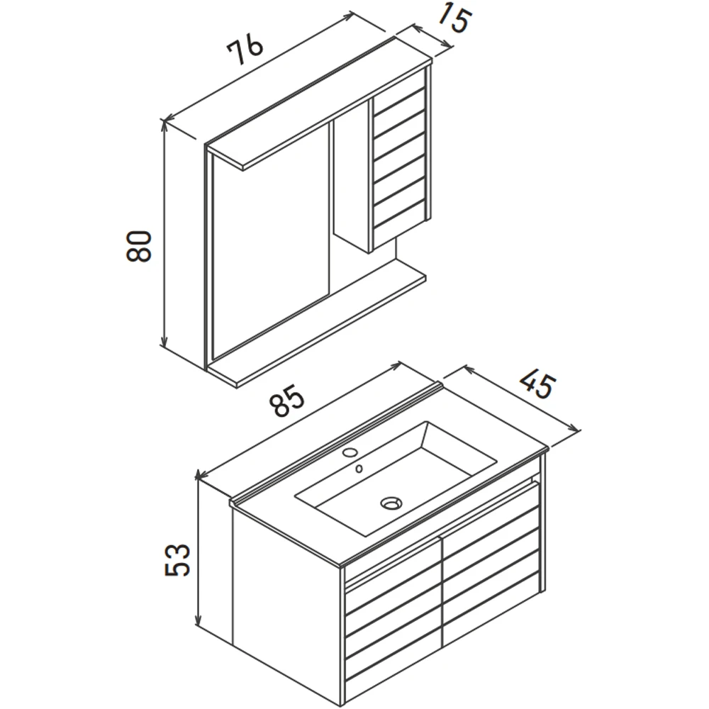 Orka Serra 85 Cm Antrasit-Navaro Banyo Dolabı Takımı Hemen Al