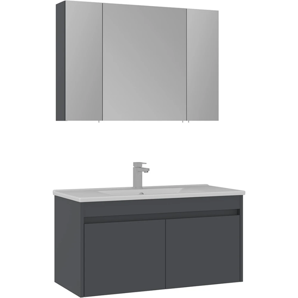 Orka Side 100 Cm Kapaklı Antrasit Banyo Dolabı Takımı Hemen Al