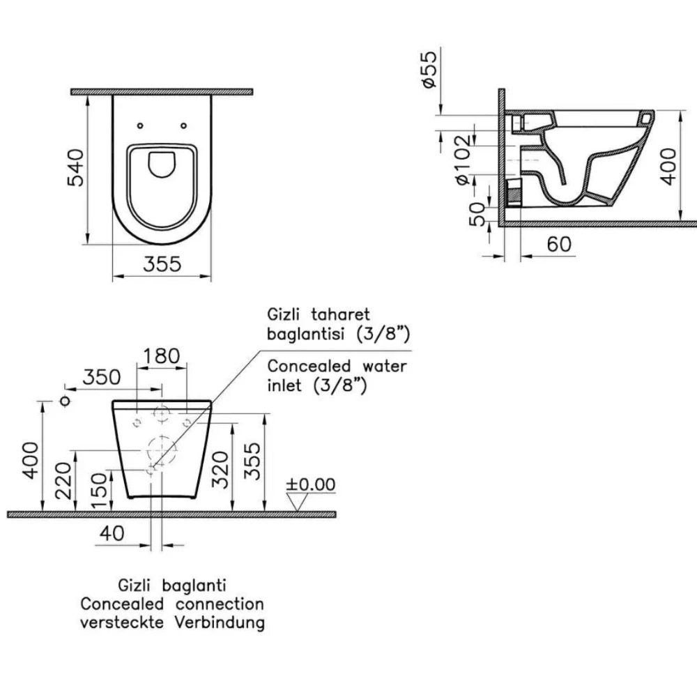 VitrA Integra Asma Klozet 54cm Beyaz 7060L003-0090 Hemen Al