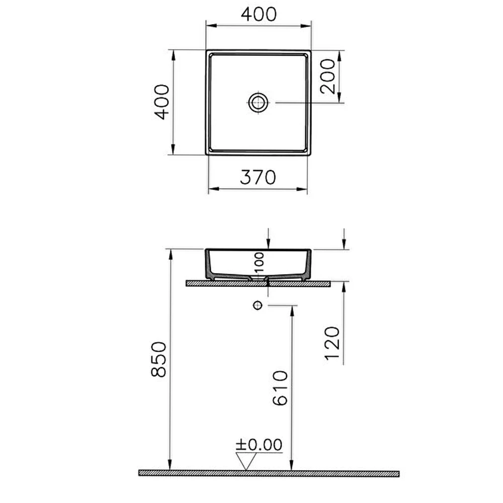 Vitra ArchiPlan 40x40 Cm Kare Mat Taş Gri Çanak Lavabo 7440B076-0016 Hemen Al