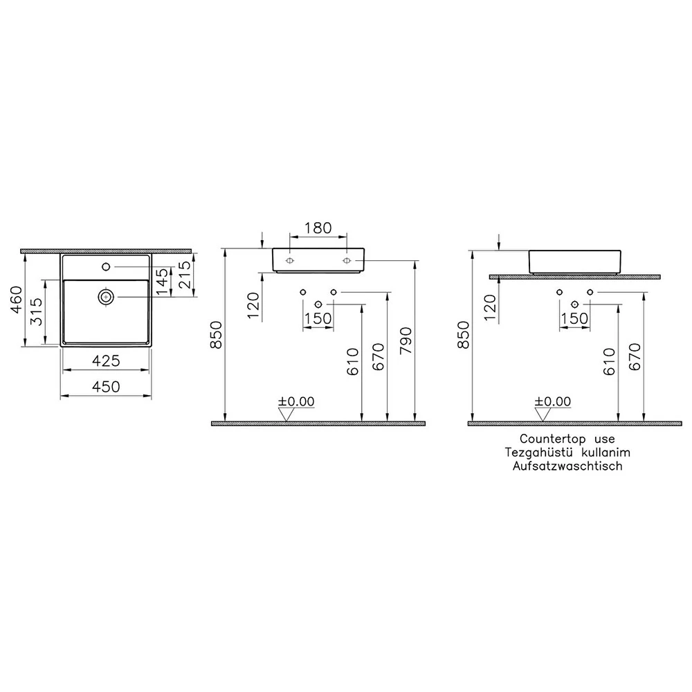 Vitra ArchiPlan 45x46 Cm Mat Terra Rosa Lavabo 7413B077-0001 Hemen Al