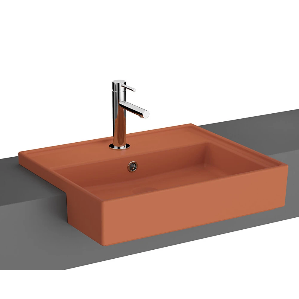Vitra ArchiPlan 55x46 Cm Mat Terra Rosa Yarım Tezgah Lavabo 7412B077-0001 Hemen Al