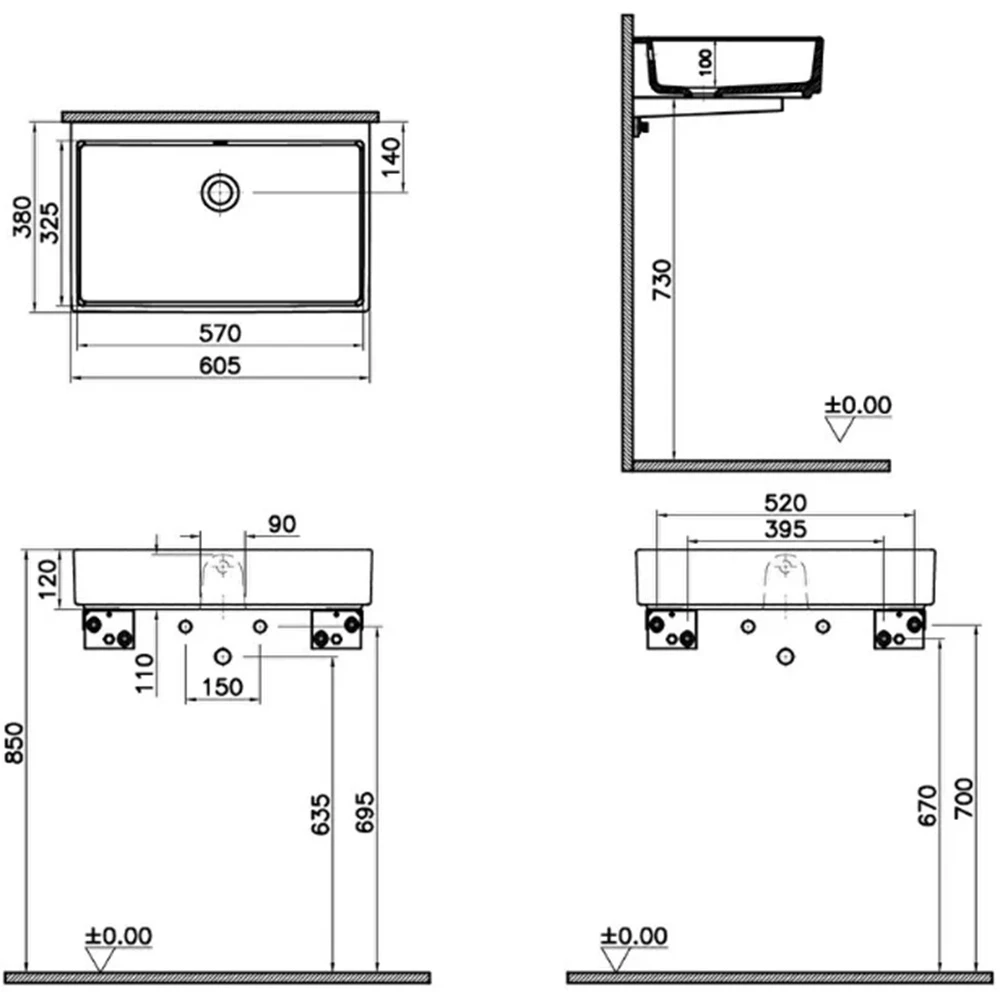 Vitra ArchiPlan 60x38 Cm Mat Taş Gri Lavabo 7404B076-0012 Hemen Al