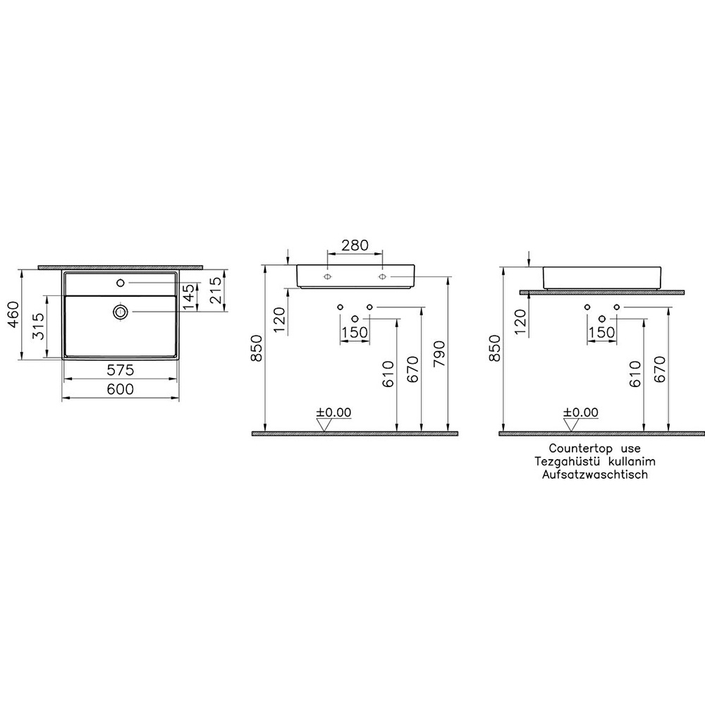 Vitra ArchiPlan 60x46 Cm Lavabo 7414B003-0661 Hemen Al