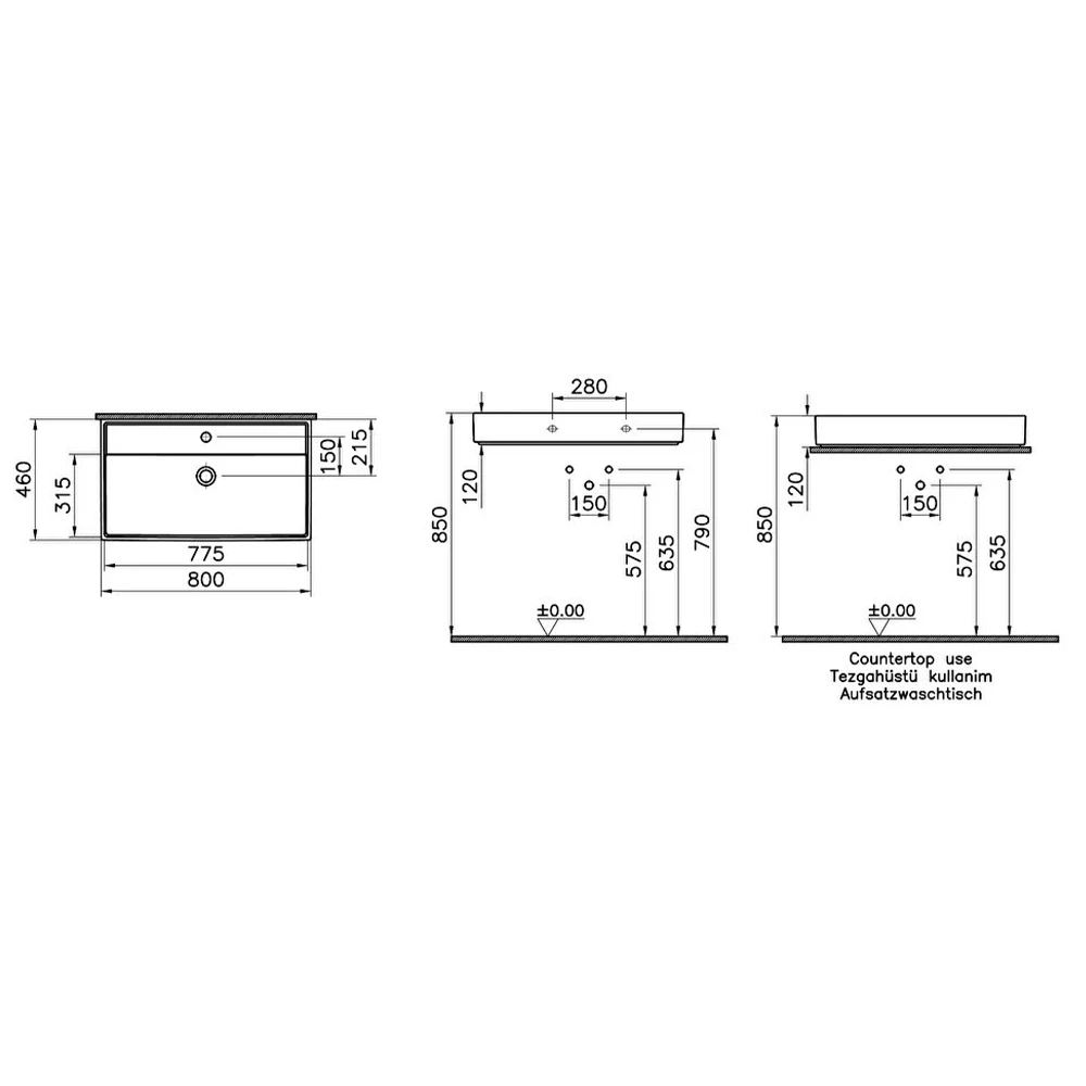 Vitra ArchiPlan 80x46 Cm Mat Terra Rosa Lavabo 7415B077-0041 Hemen Al