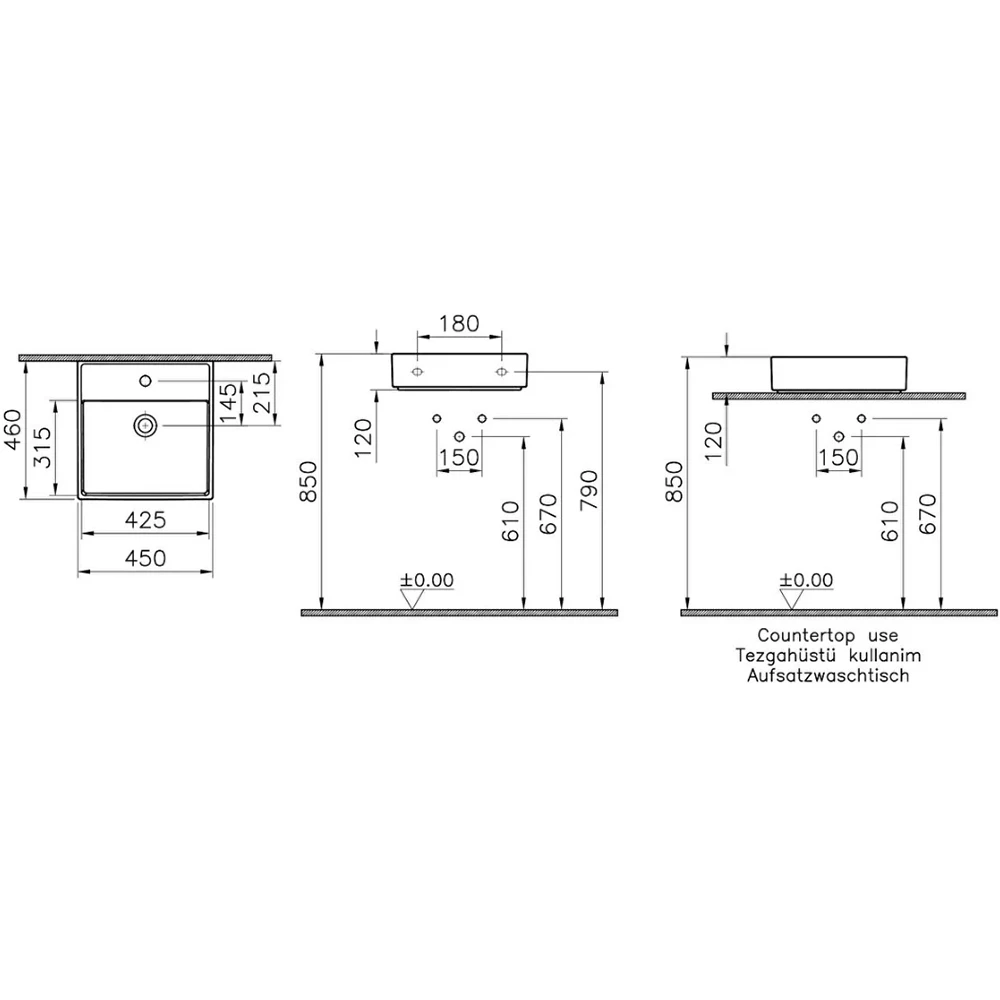 Vitra Archiplan 45x46 Cm Lavabo - 7413B003-0001 Hemen Al