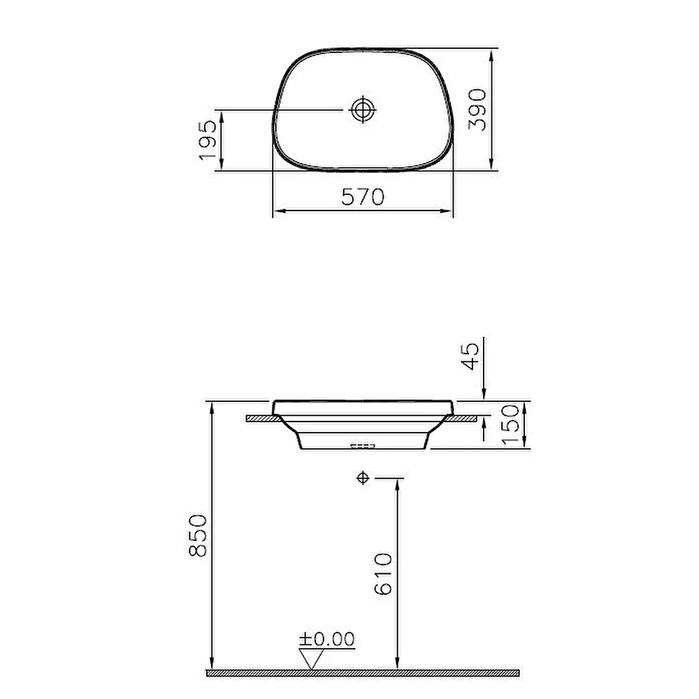 Vitra Frame 55x39 Cm Mat Beyaz Tezgahüstü Lavabo 5653B401-0016 Hemen Al