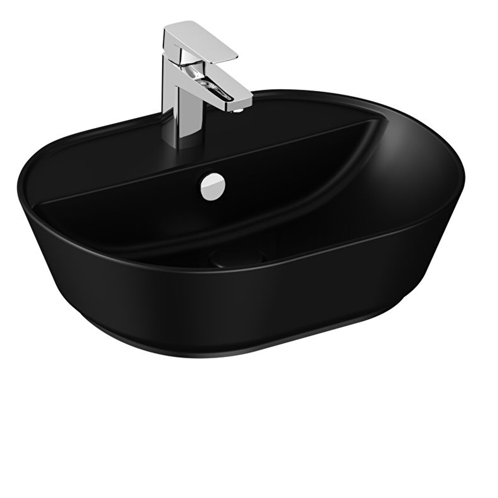 Vitra Geo 55x43 Cm Oval Mat Siyah Çanak Lavabo 7428B083-0001 Hemen Al