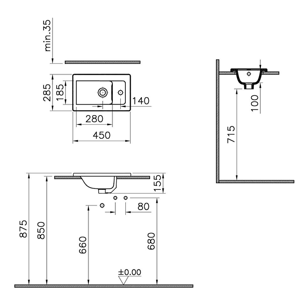 Vitra Integra 45x29 Cm Etajerli Lavabo 7034B003-0001 Hemen Al