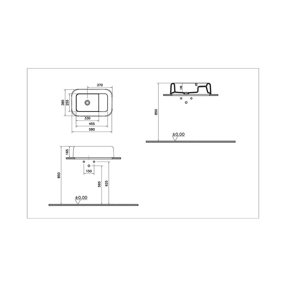 Vitra Liquid 60x40 Cm Yuvarlak Çanak Lavabo 7315B403-0016 Hemen Al