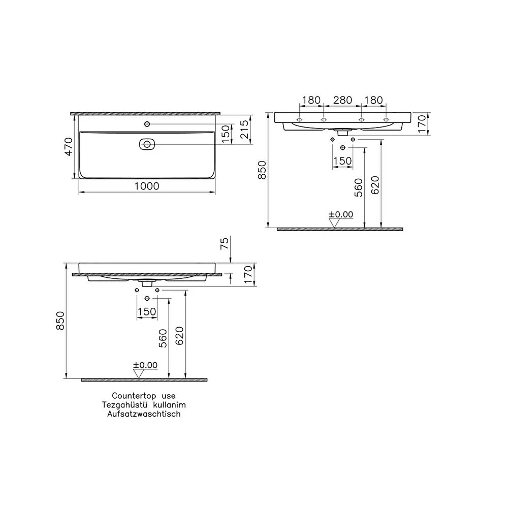 Vitra Metropole 100x47 Cm Mat Bej Çanak Lavabo 7529B020-0937 Hemen Al