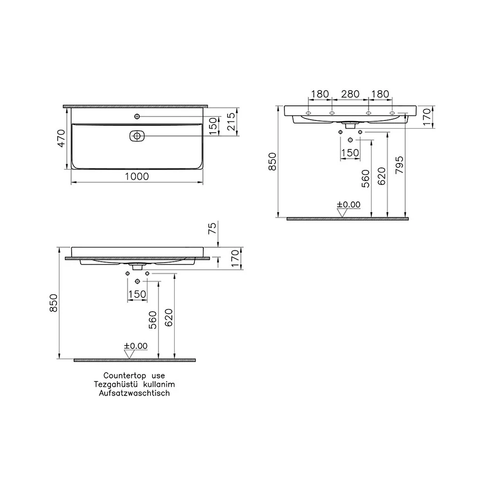 Vitra Metropole 100x47 Cm Mat Bej Lavabo 7529B020-0001 Hemen Al