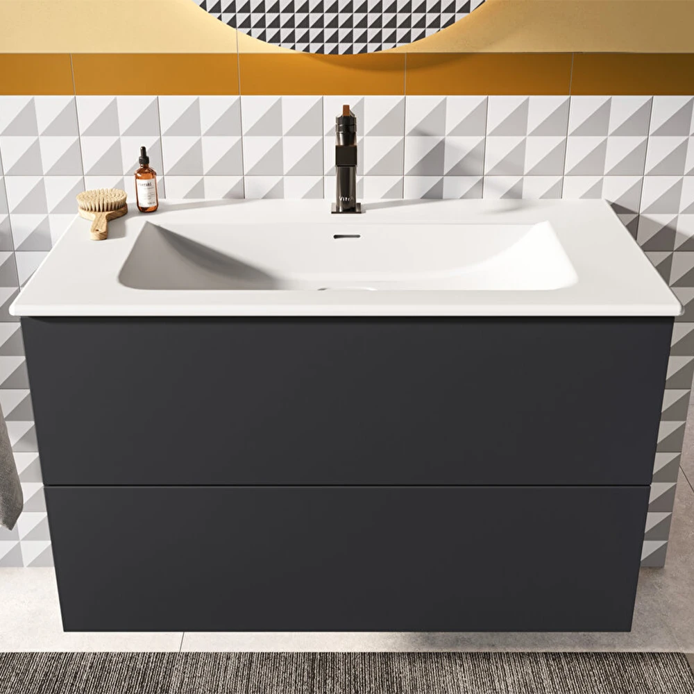 Vitra Metropole 100x53 Cm Mat Beyaz Etajerli Lavabo 7539B001-0001 Hemen Al