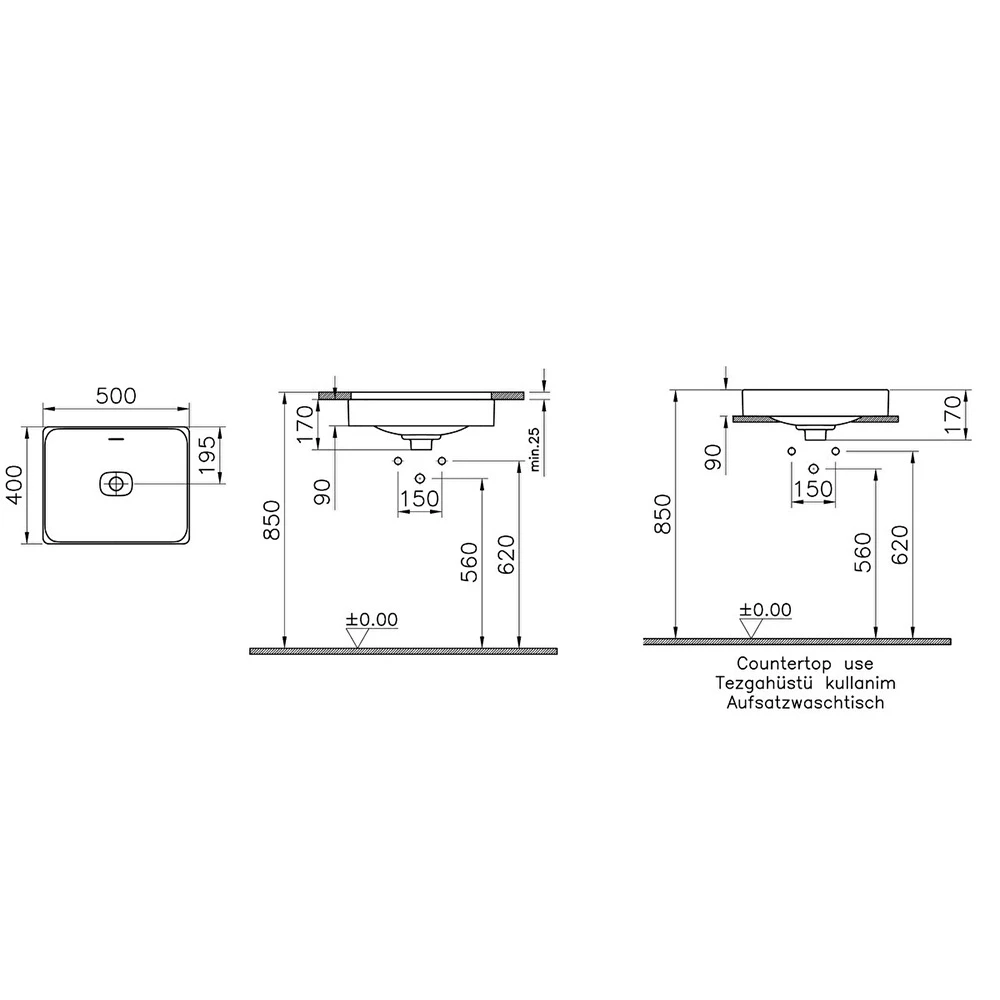 Vitra Metropole 50x40 Cm Dikdörtgen Mat Siyah Çanak Lavabo 7534b083-0673 Hemen Al