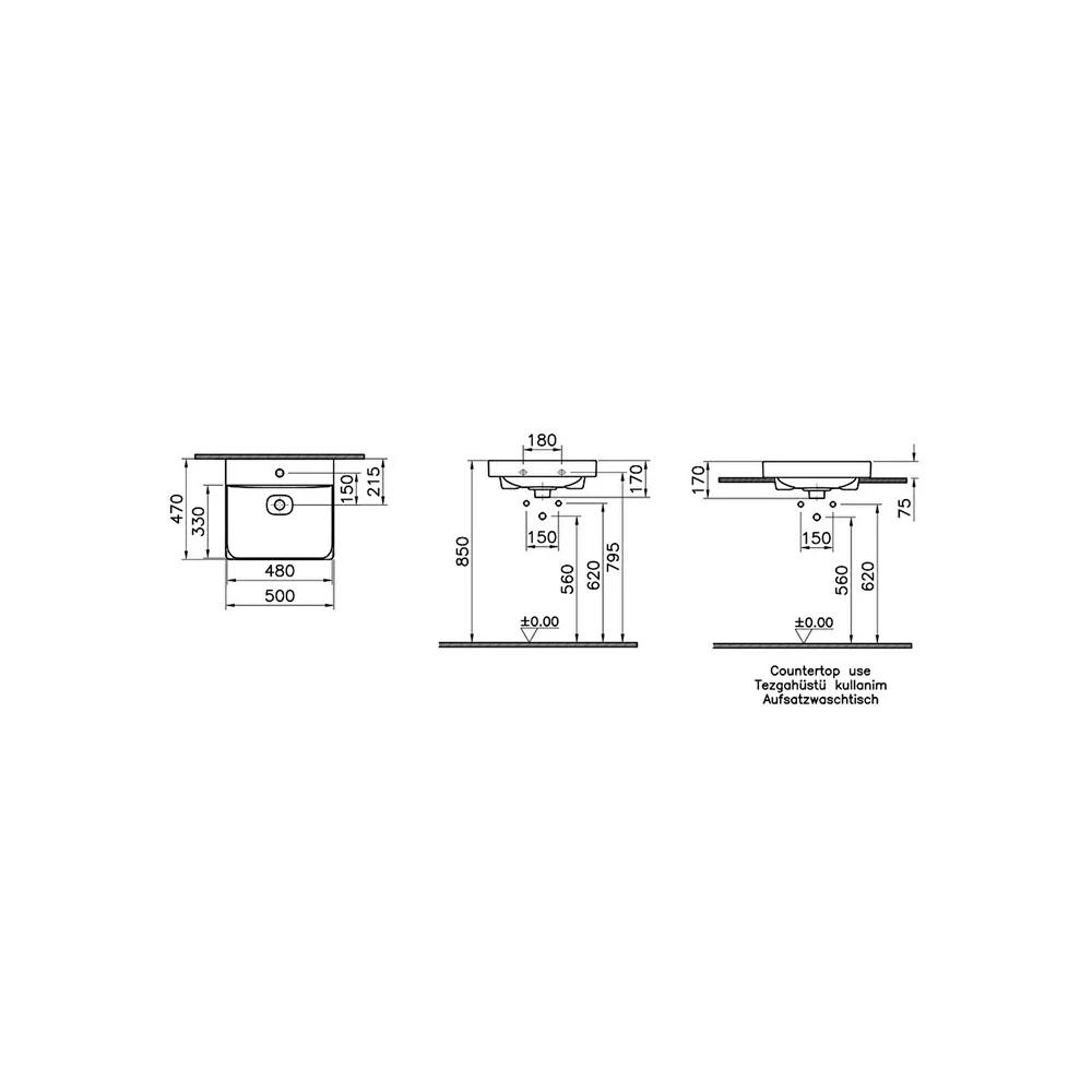 Vitra Metropole 50x47 Cm Lavabo 7525B003-0041 Hemen Al