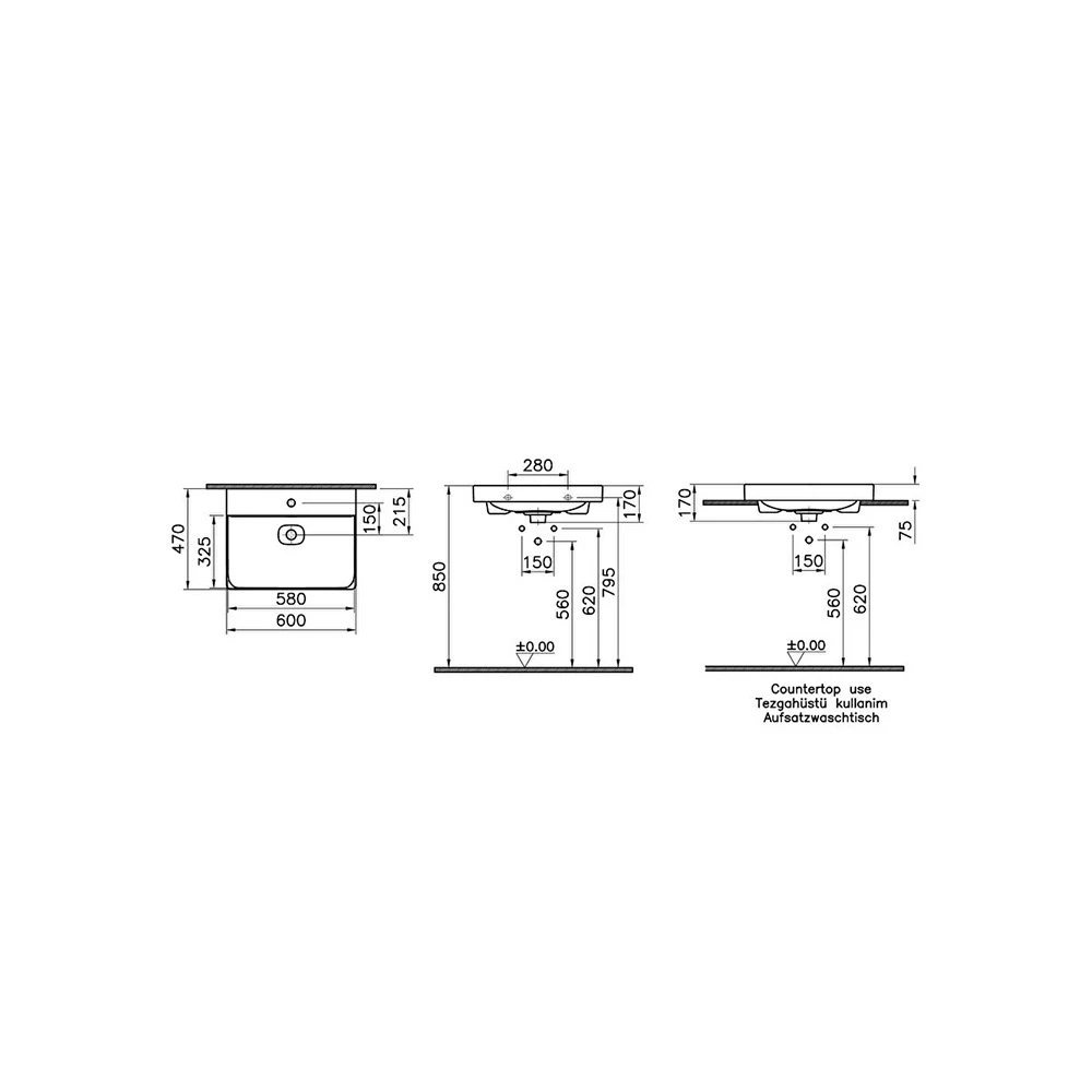 Vitra Metropole 60x47 Cm Mat Bej Çanak Lavabo 7526B020-0973 Hemen Al