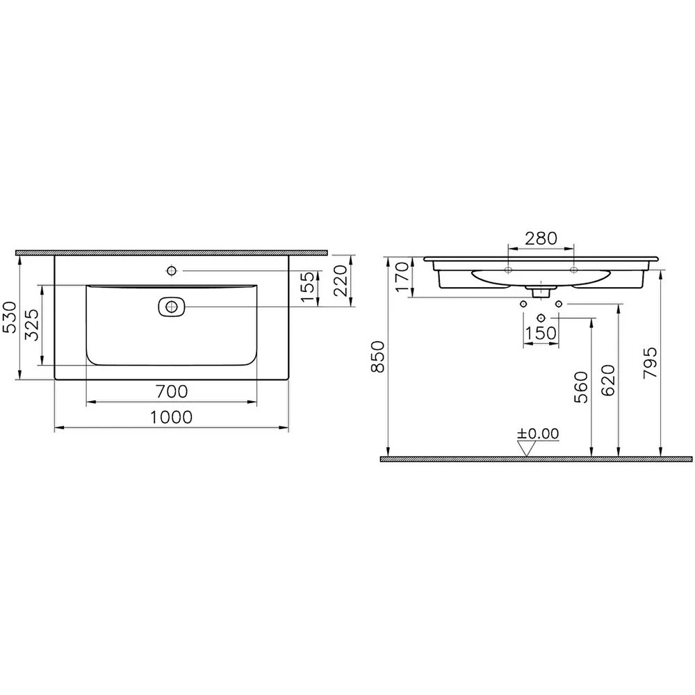 Vitra Metropole 100x53 Cm Mat Siyah Etajerli Lavabo 7539B083-0001 Hemen Al