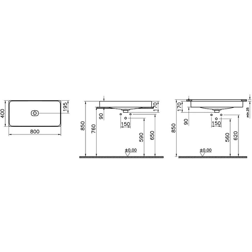 Vitra Metropole 80x40 Cm Dikdörtgen Mat Siyah Çanak Lavabo 7536B083-1398 Hemen Al