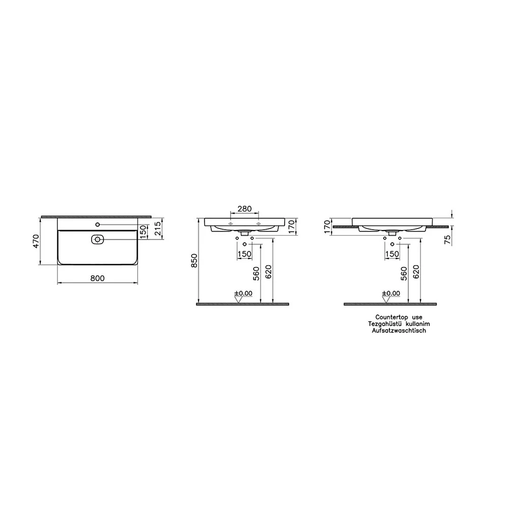 Vitra Metropole 80x47 Cm Mat Siyah Çanak Lavabo 7527B083-0937 Hemen Al