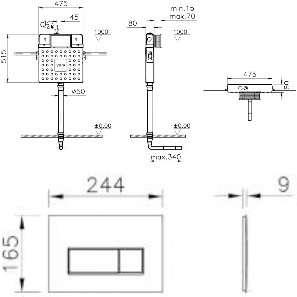 Vitra V8 Fix Helataşı İçin Gömme Rezervuar Seti - 800-2029 Hemen Al