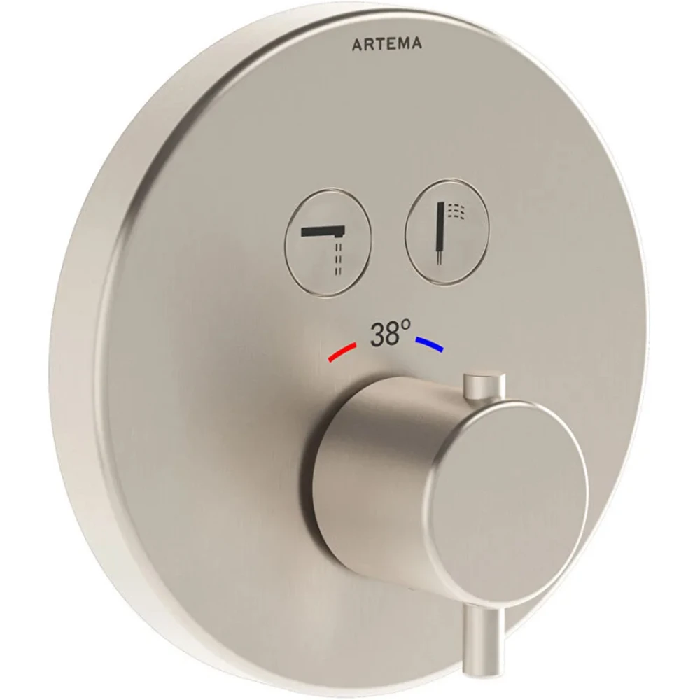 Artema AquaControl Round Fırçalanmış Nikel Ankastre Termostatik Banyo Bataryası - A4271834