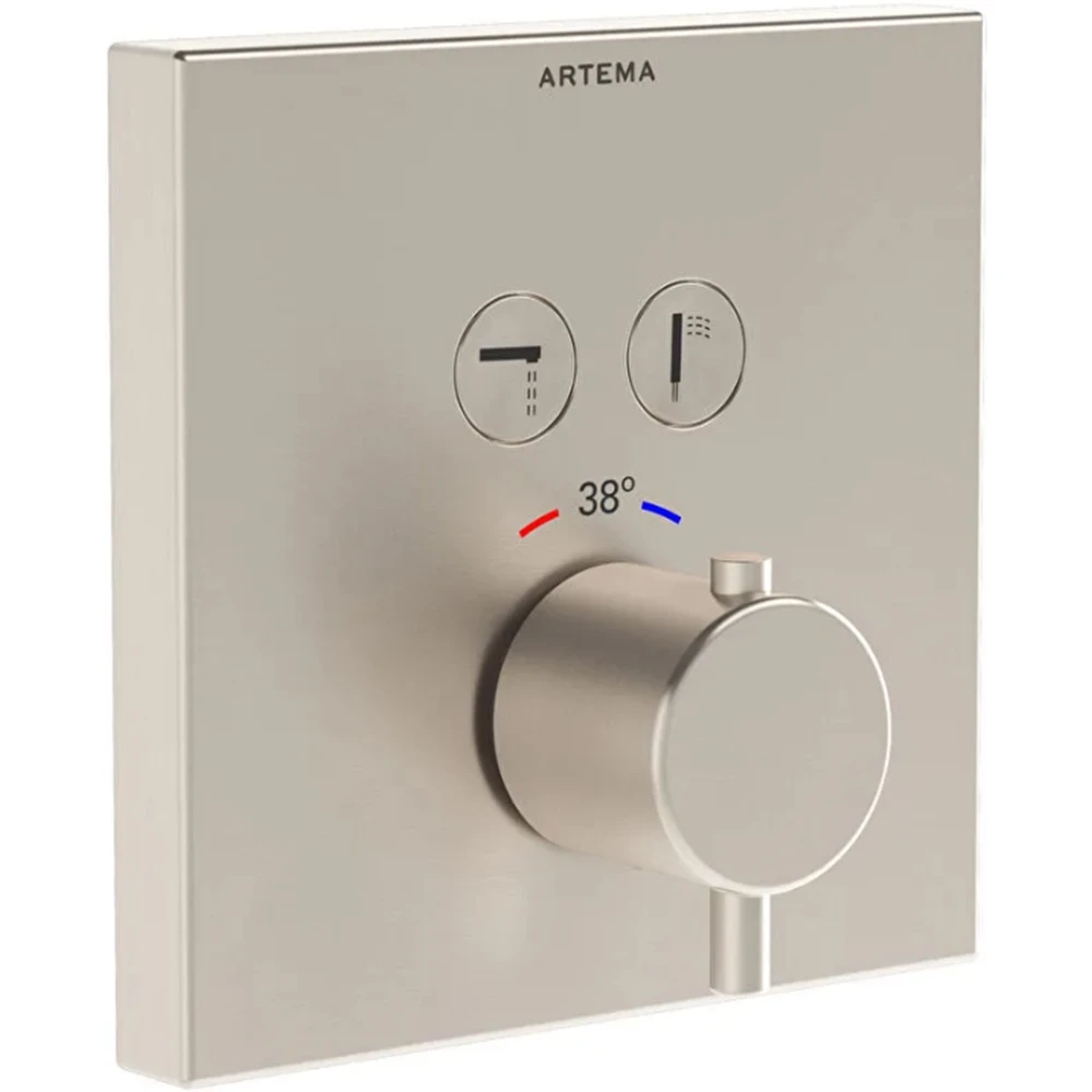 Artema AquaControl Square Fırçalanmış Nikel Ankastre Termostatik Banyo Bataryası - A4274634