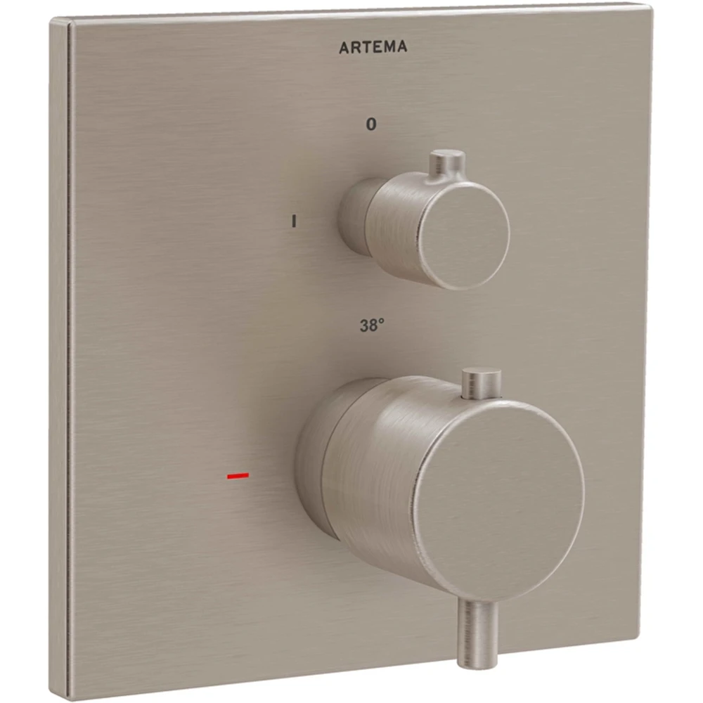 Artema AquaHeat Square Fırçalanmış Nikel Ankastre Termostatik Duş Bataryası - A4335834