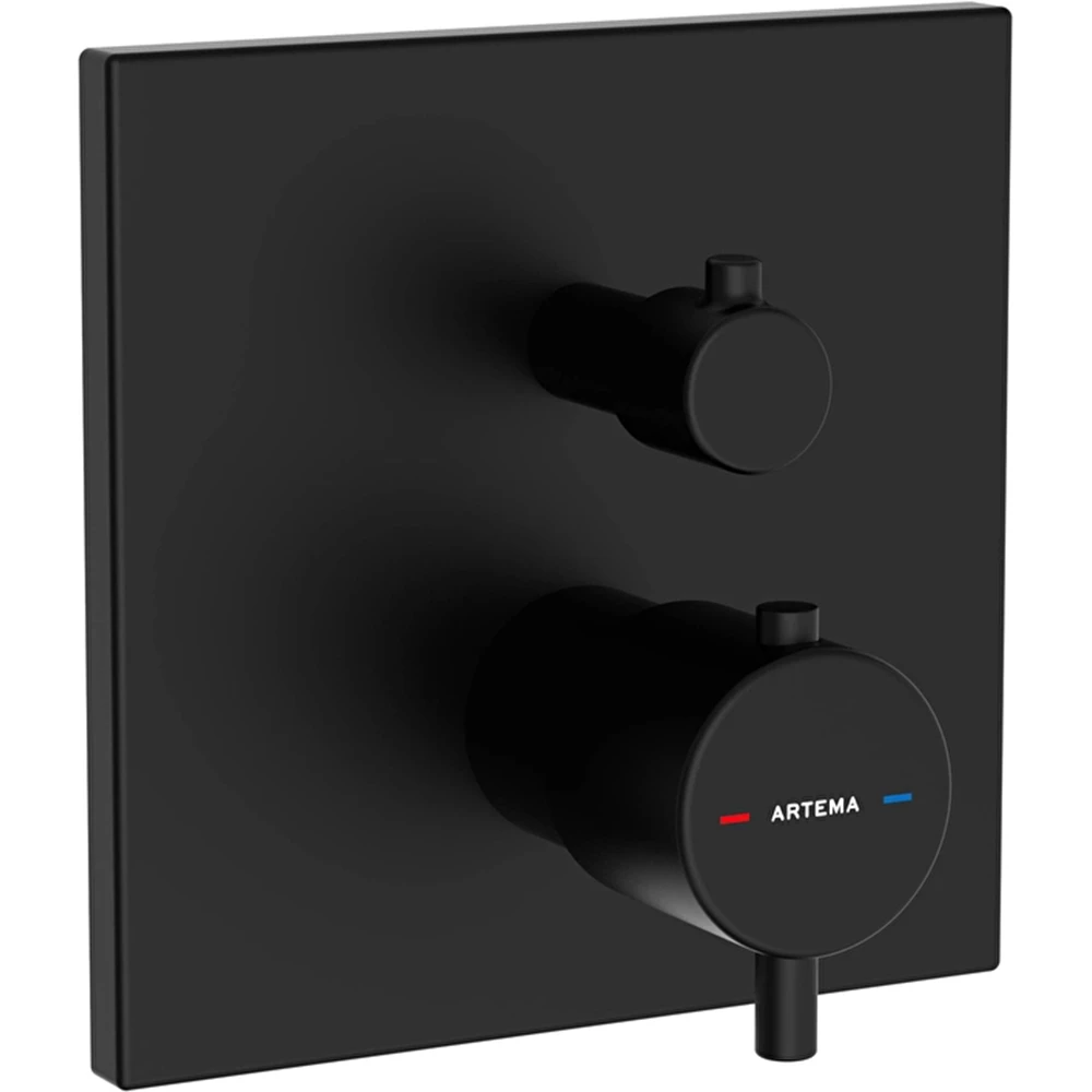 Artema AquaHeat Square Mat Siyah Ankastre Termostatik Duş Bataryası - A4335836