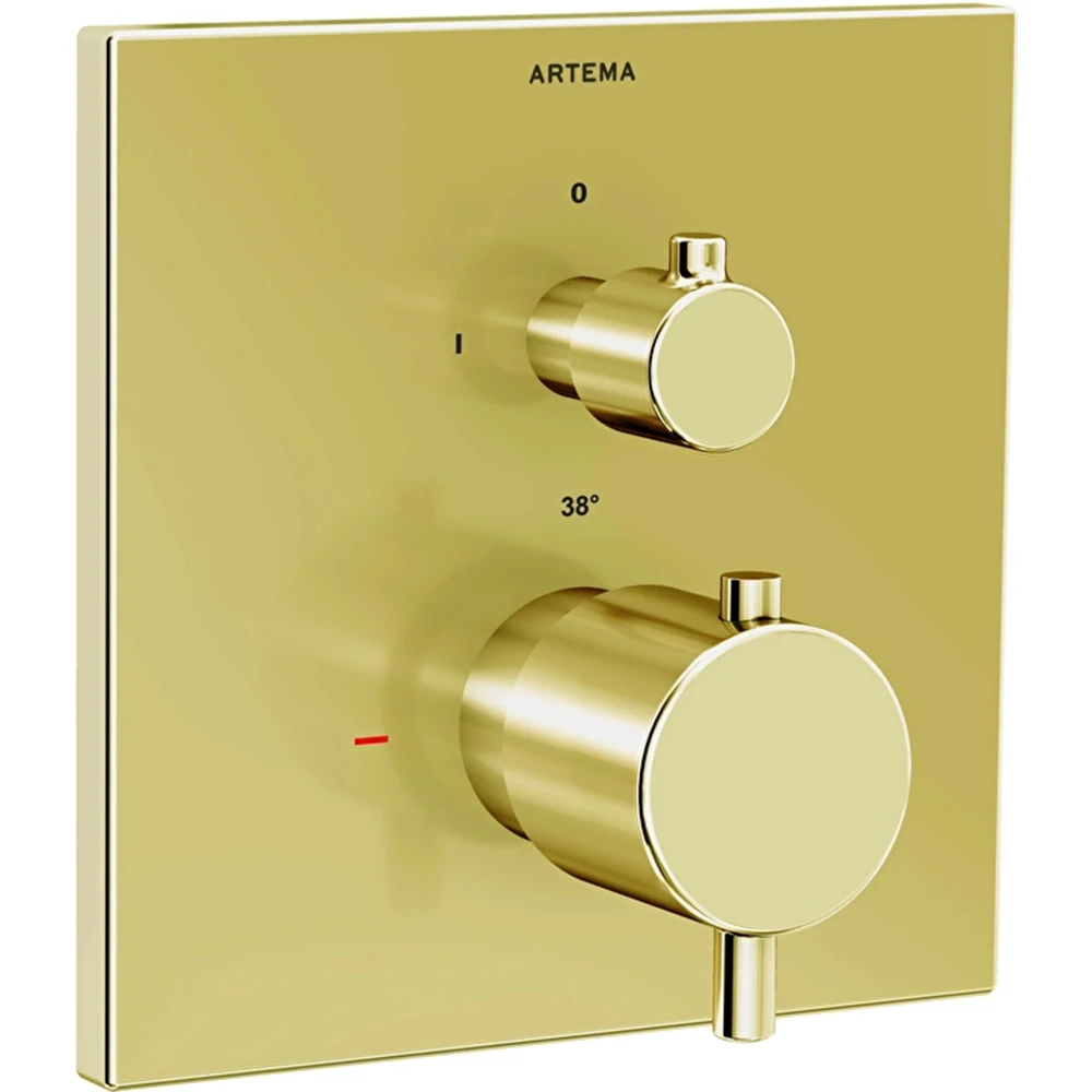 Artema AquaHeat Square Soft Altın Ankastre Termostatik Duş Bataryası - A4335874