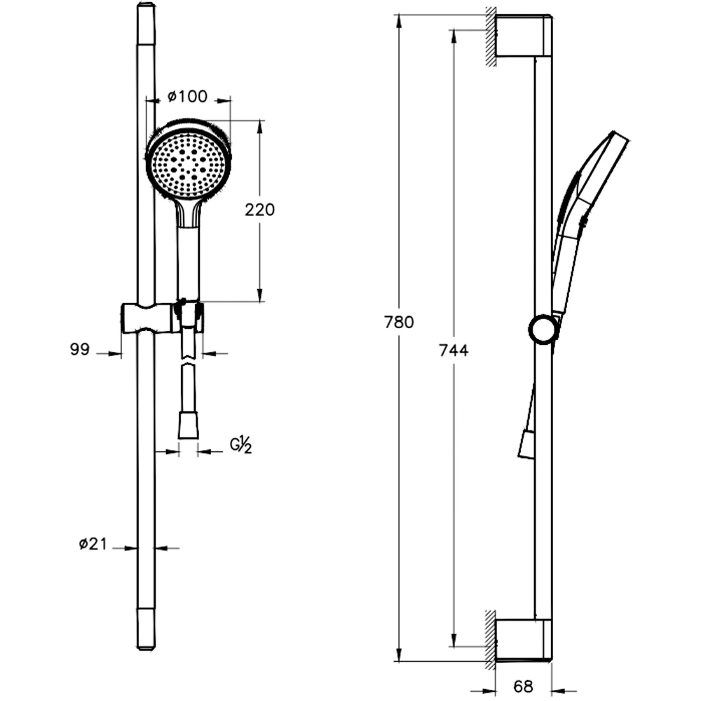 Artema Base Round 1 Fonksiyonlu Sürgülü El Duşu Takımı - A45909 2