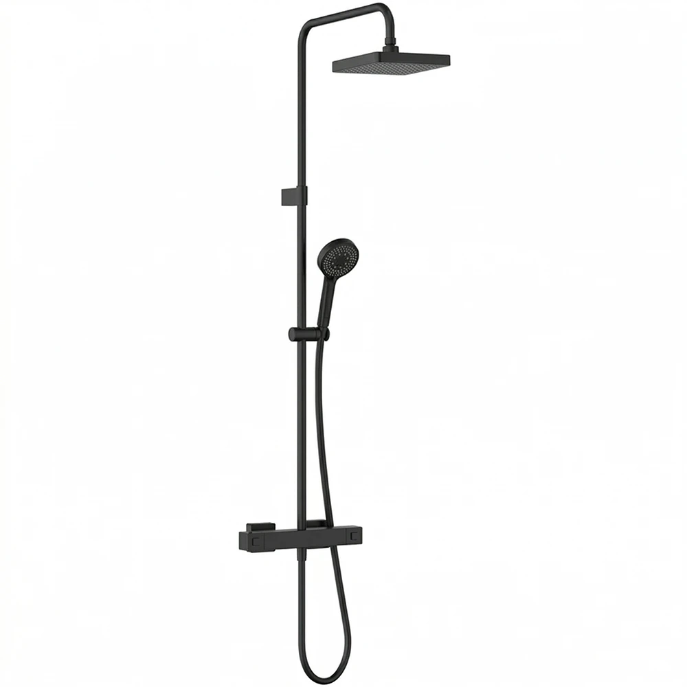 Artema Base Square 200 Termostatik Duş Bataryalı Mat Siyah Duş Kolonu - A4730636