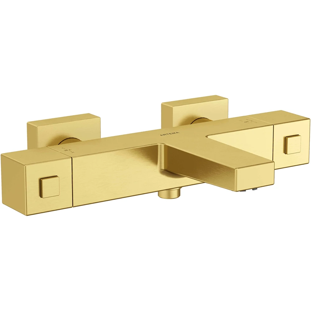Artema Base Square Fırçalı Altın Termostatik Banyo Bataryası - A4730225
