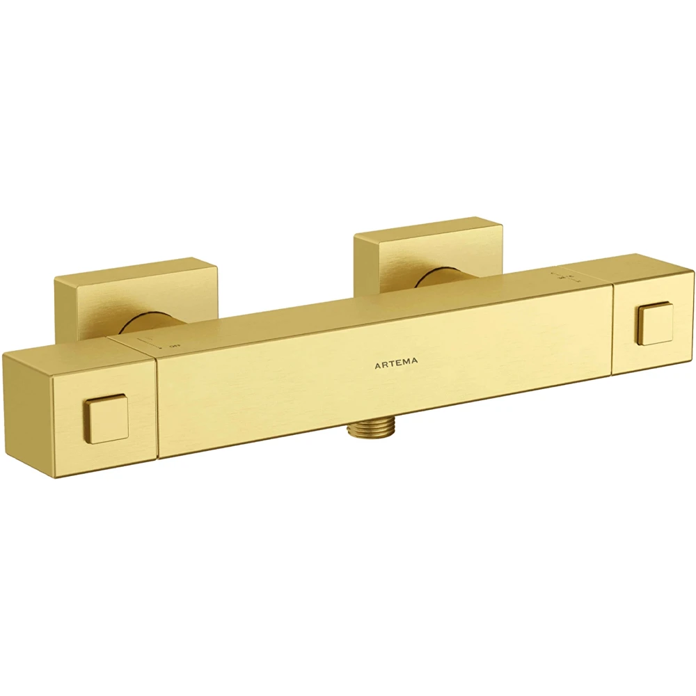 Artema Base Square Fırçalı Altın Termostatik Duş Bataryası - A4730125