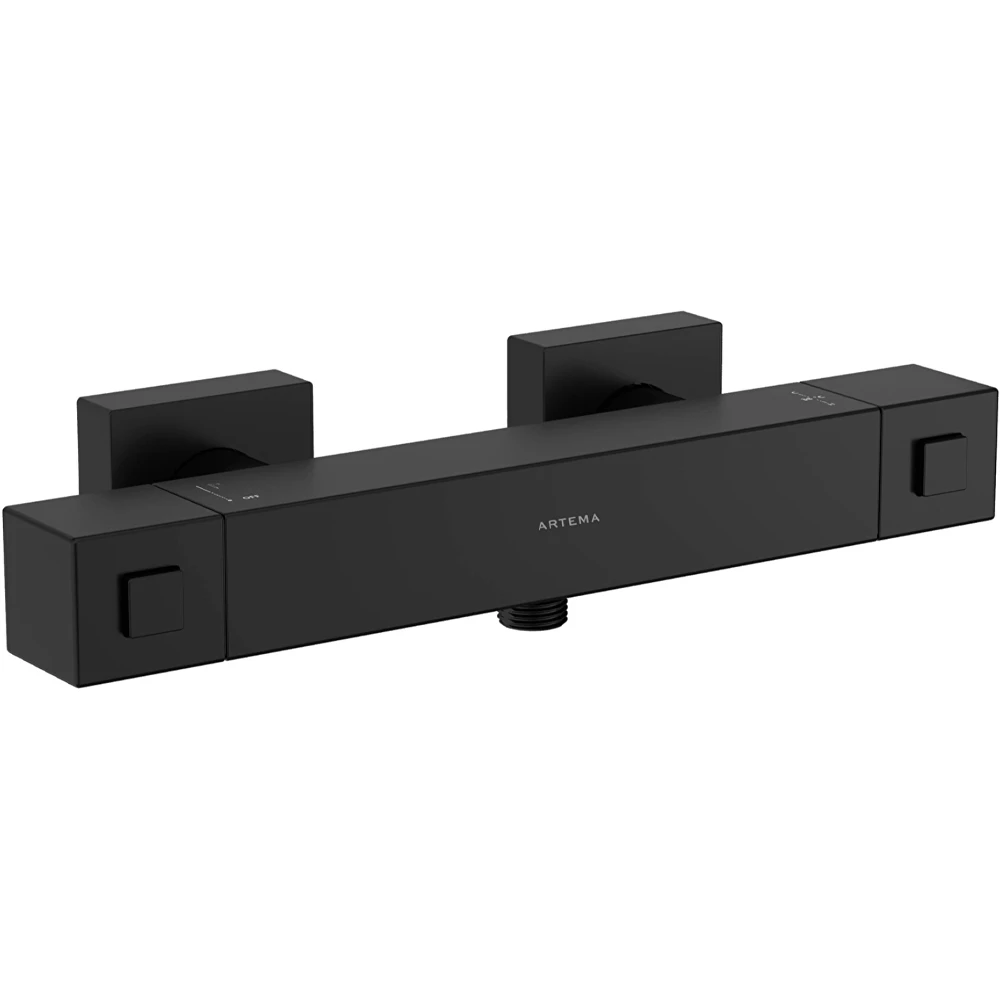 Artema Base Square Mat Siyah Termostatik Duş Bataryası - A4730136