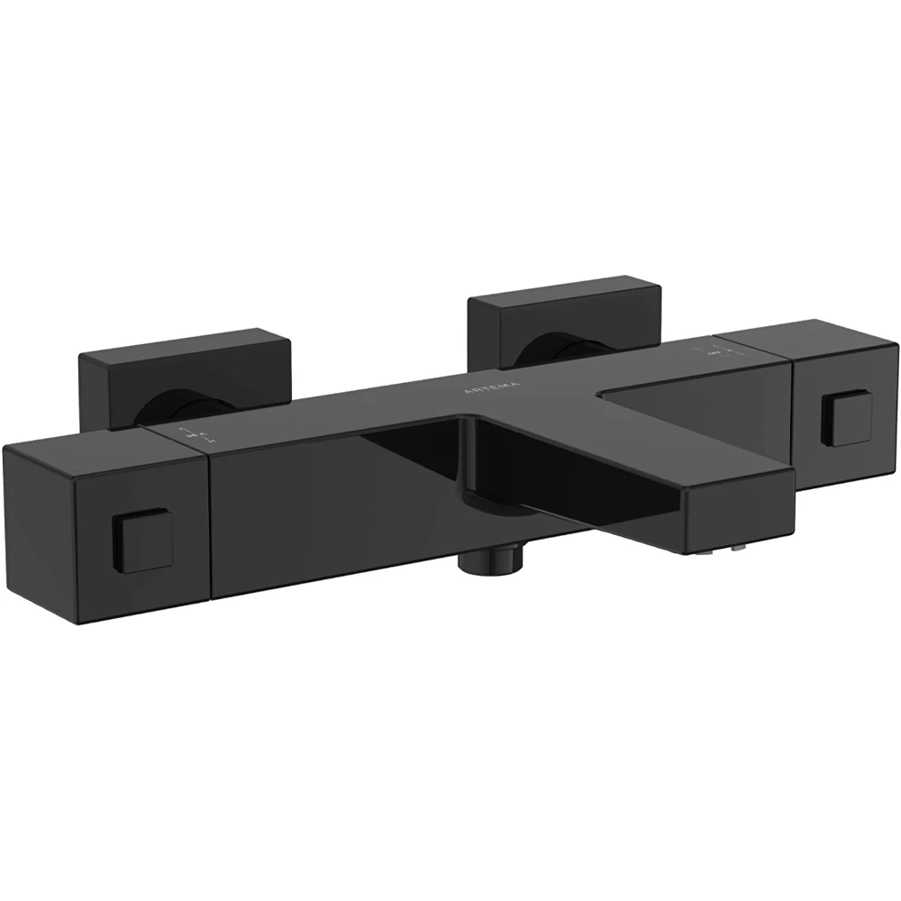 Artema Base Square Parlak Siyah Termostatik Banyo Bataryası - A4730239