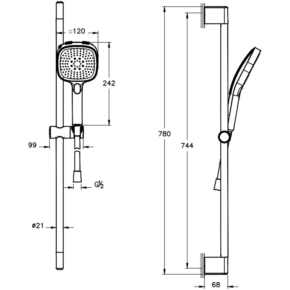 Artema Core Square 3 Fonksiyonlu Sürgülü El Duşu Takımı - A45917 2