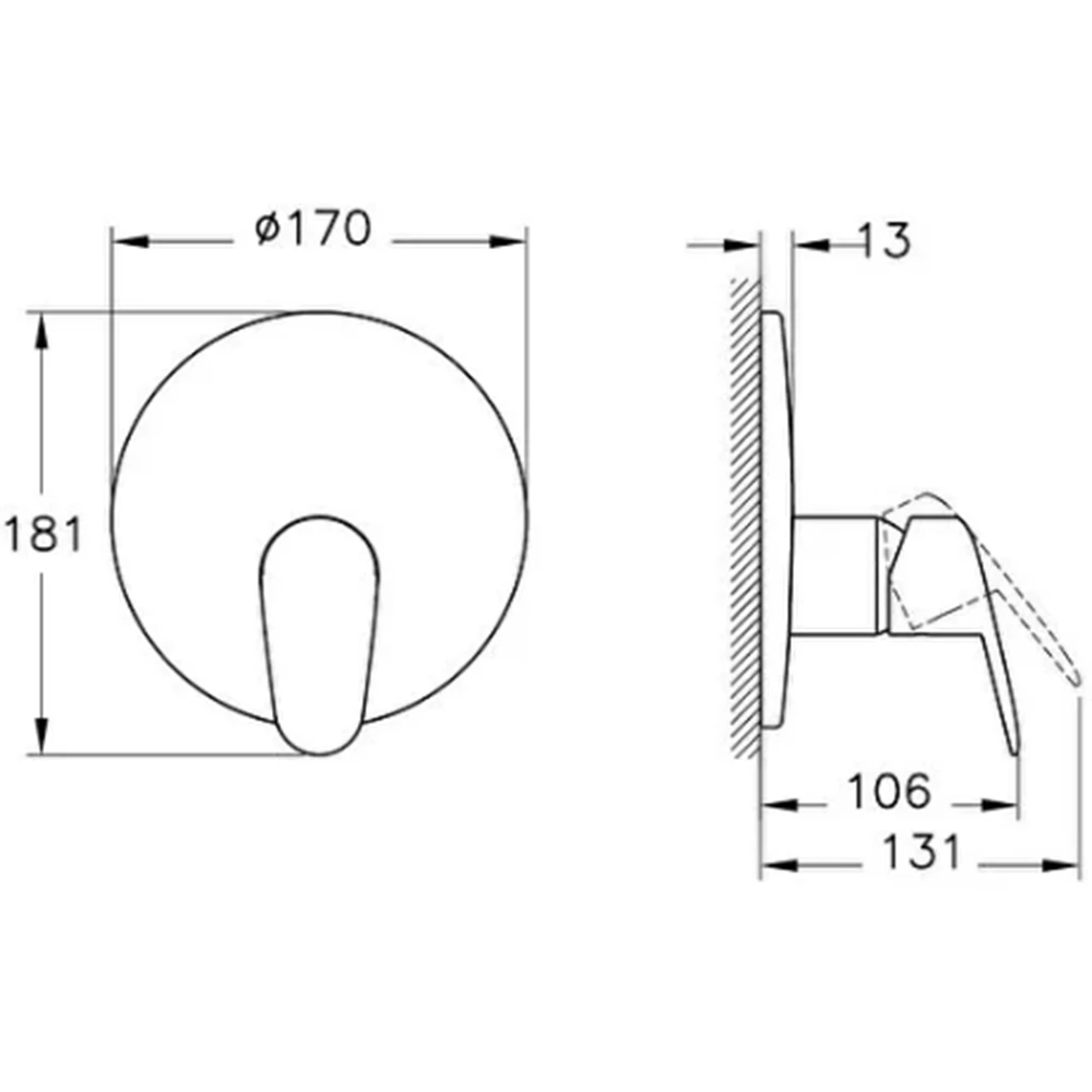 Artema Flow Round Ankastre Mekanik Banyo Bataryası - A43302 2