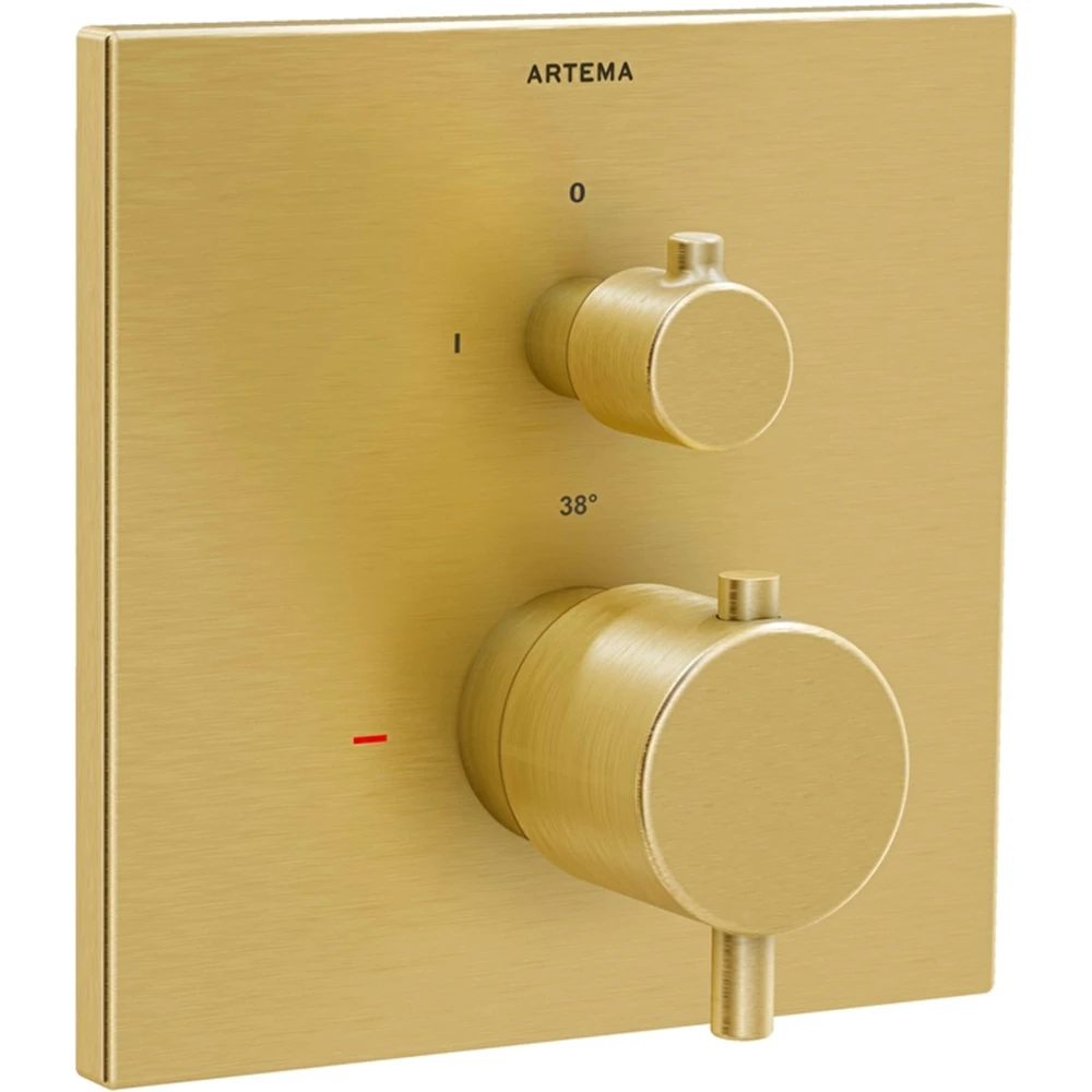 Artema AquaHeat Square Fırçalanmış Altın Ankastre Termostatik Banyo Bataryası - A4326825