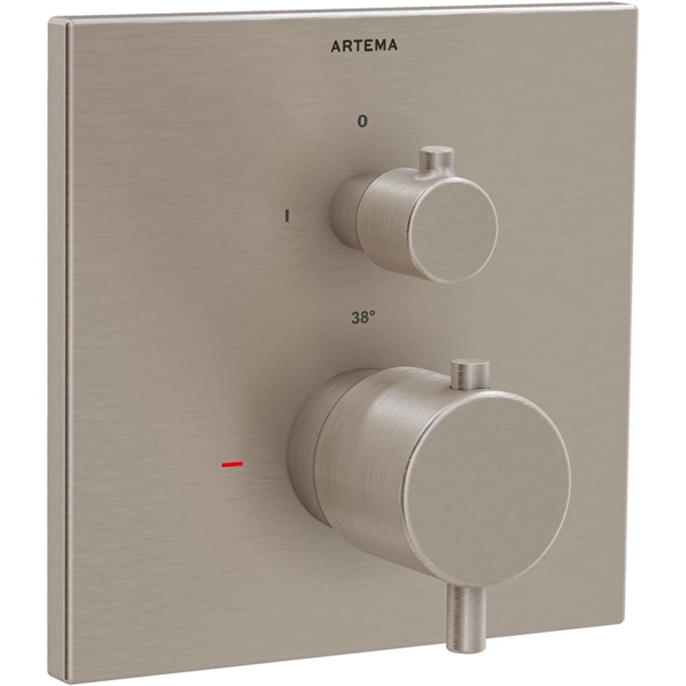 Artema AquaHeat Square Fırçalanmış Nikel Ankastre Termostatik Banyo Bataryası - A4326834
