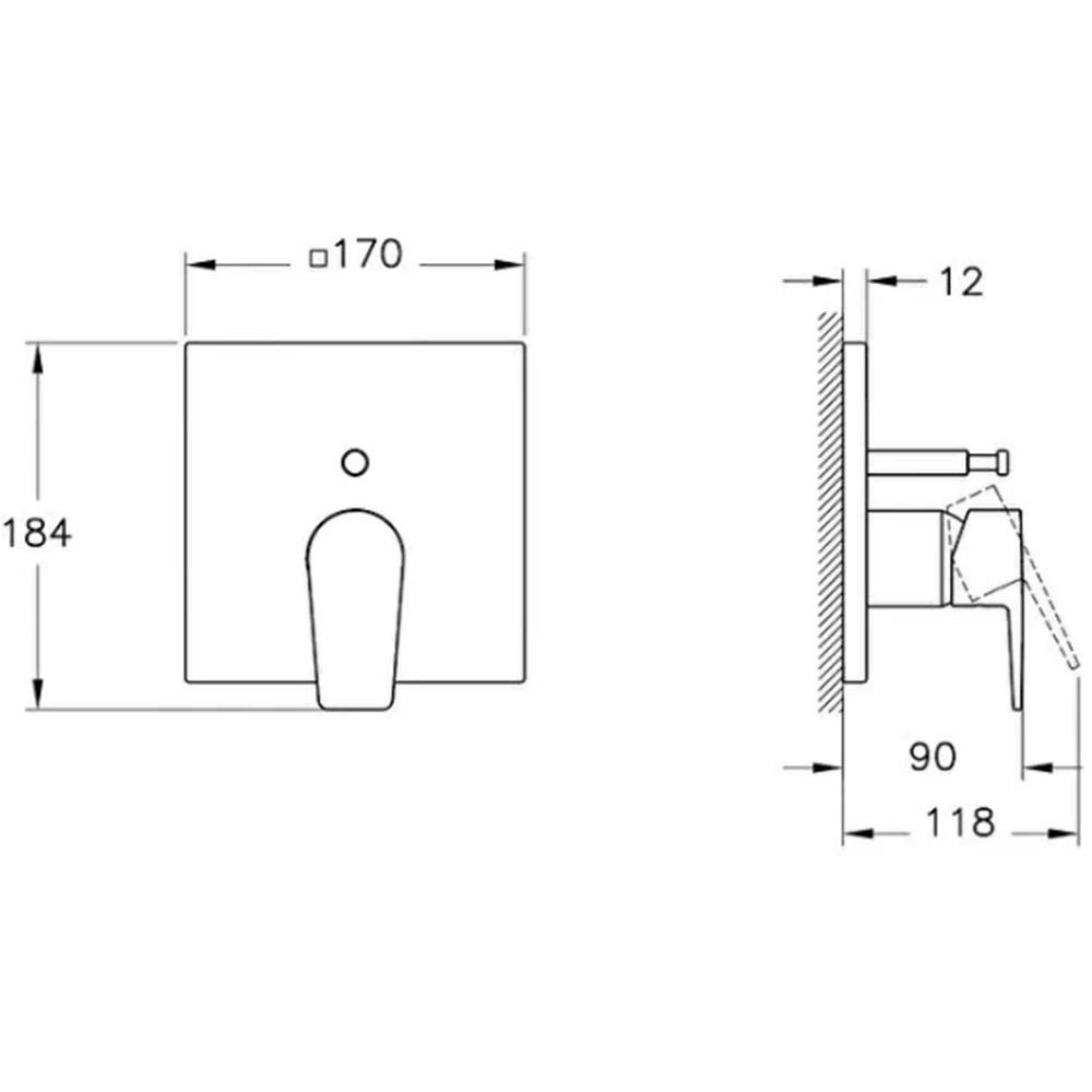 Artema Flow Square Mat Siyah Ankastre Mekanik Banyo Bataryası - A4323836 2